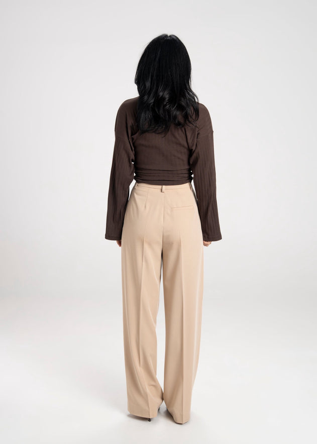 Espresso Fitted Long Sleeve Blouse