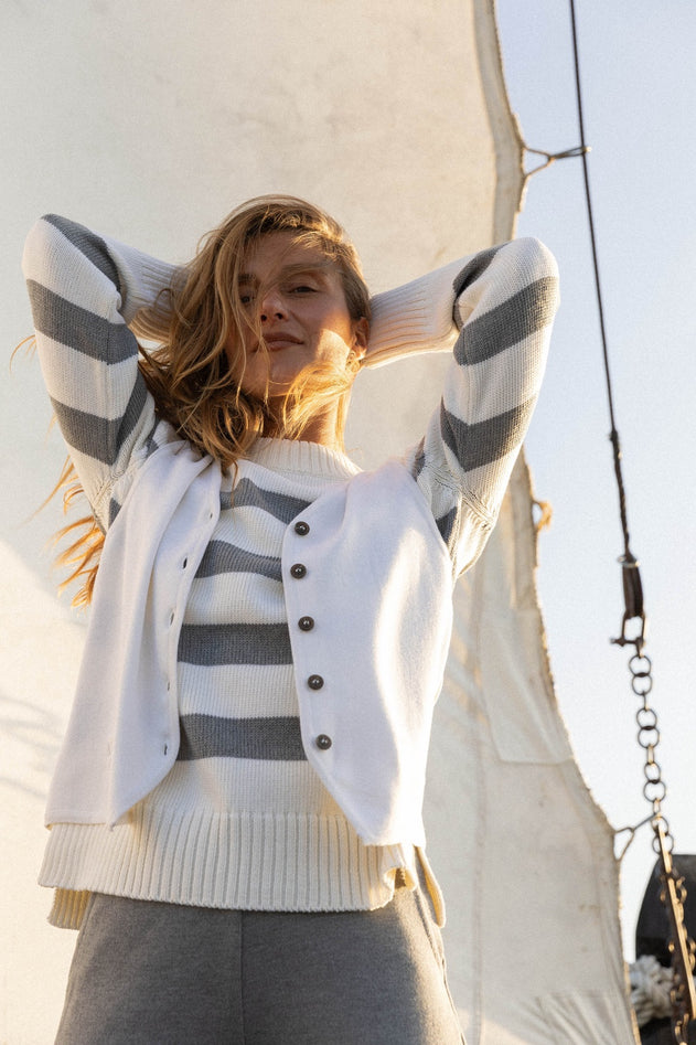 Marina Merino Jumper Grey Striped