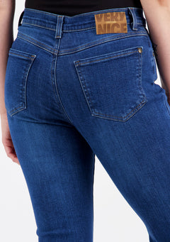 Caramel Flared High Waist Jeans Dark Blue