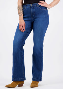 Caramel Flared High Waist Jeans Dark Blue