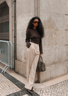 Espresso Fitted Long Sleeve Blouse