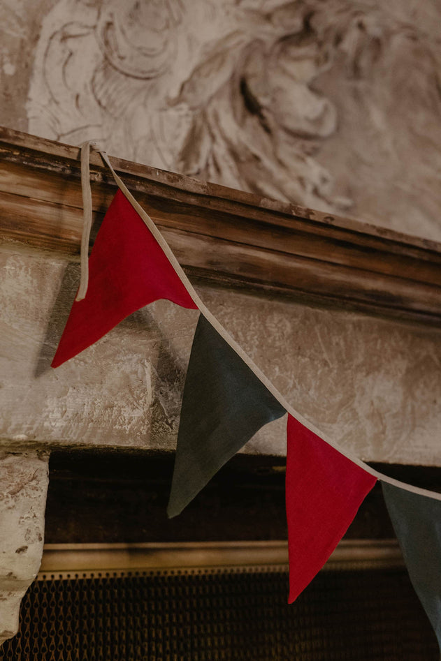Linen Bunting Christmas Green/Red