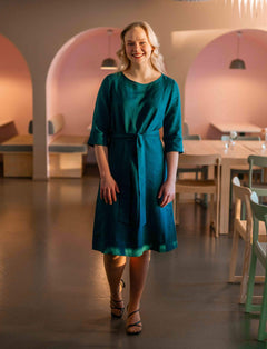 Classic Linen Dress Crystal Teal