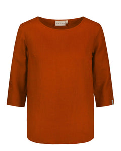 Classic Linen Blouse Burnt Orange