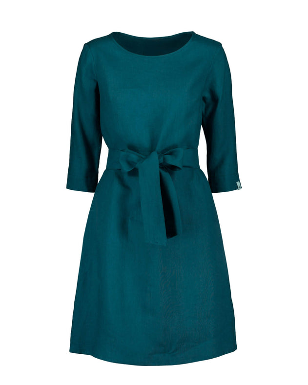 Classic Linen Dress Crystal Teal