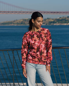 Casual Chic Print Shirt Scarlet Petals