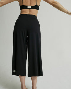 Cropped Wide Leg Pants Black