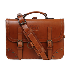 Leather Briefcase Cuoio Brown