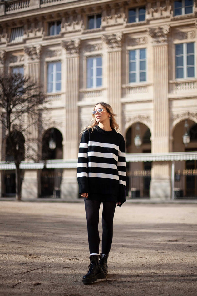 Marina Merino Jumper Black Striped