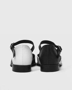Alexa Cactus Leather Flats Black / White