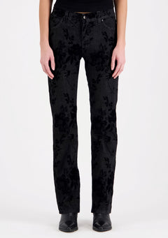 Emily Straight Fit Velvet Print Black