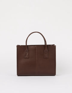 Jackie Midi Bag with Webbing Strap Classic Leather Chocolate Brown