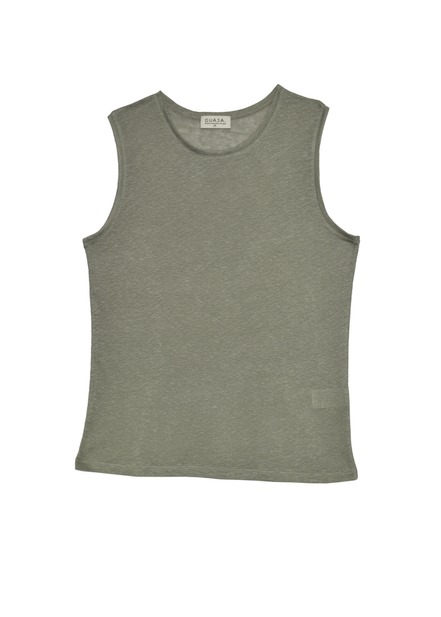 Sleeveless Linen Top Green