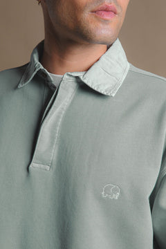 Carvalho Pigment Heavyweight Polo Sweater Silver Green