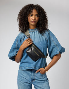 Beck's Bum Bag Black Checkered Stromboli Leather