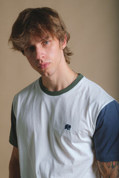 Organic Color Block T-Shirt Natural