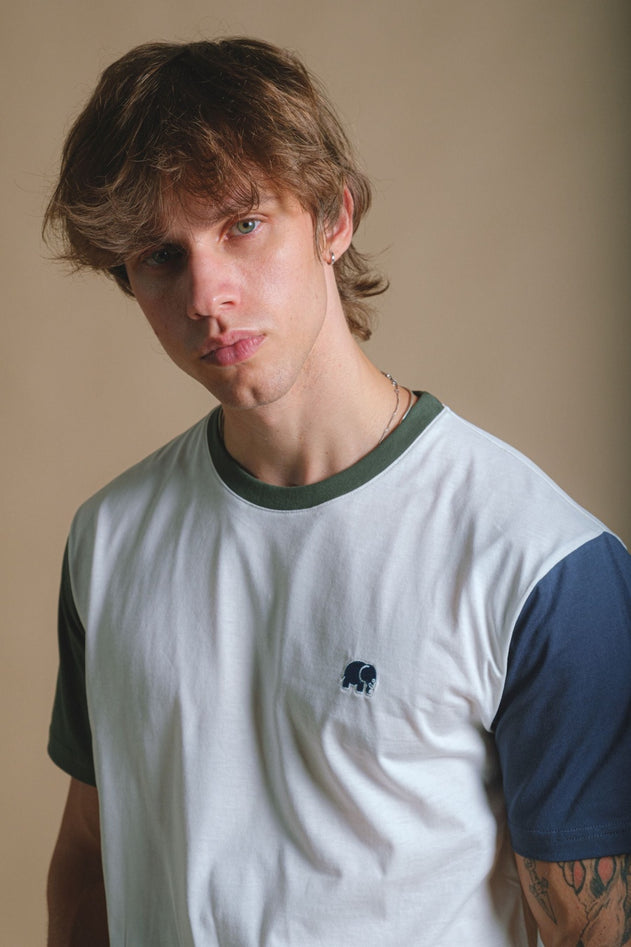 Organic Color Block T-Shirt Natural