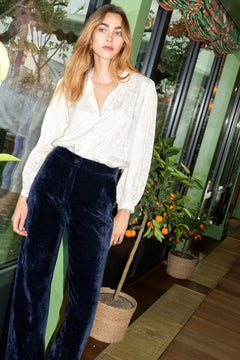 Laurier Broek Velours Navy