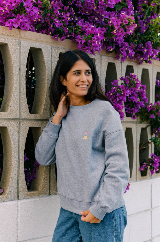 Dames Antonyo Marest x Trendsplant Art Hut Sweater Sport Grey