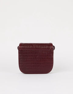 Nina Tas Donkerkersrood, Croco Print leer