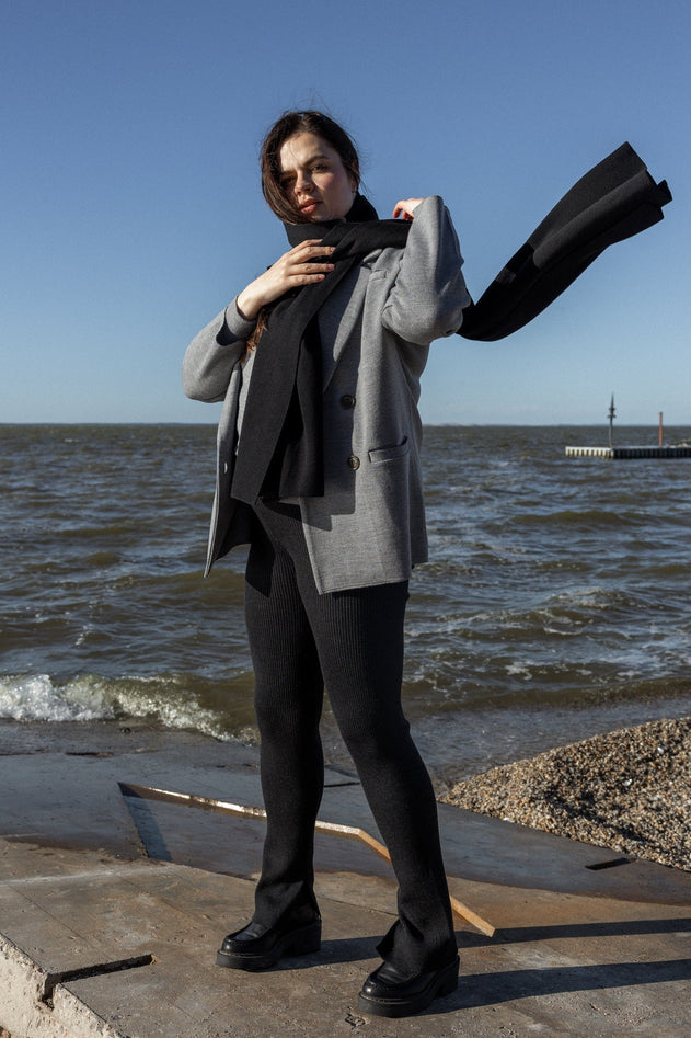 Forza Knitted Merino Blazer Light Grey