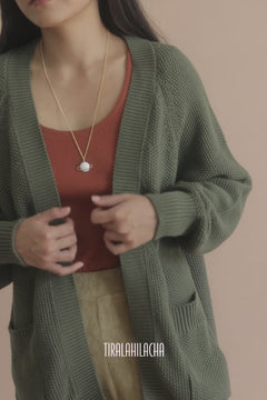 Giola Long Cardigan Boreal Green