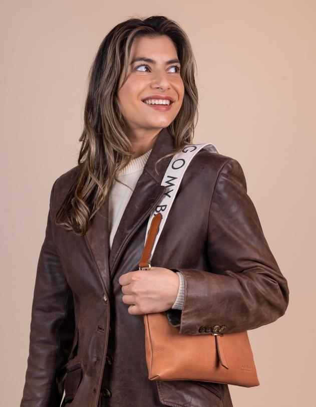 Shoulder Canvas Logo Tasriem Wit & Cognac