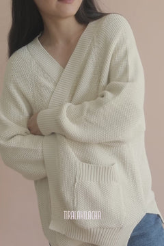 Giola Long Cardigan Natural White