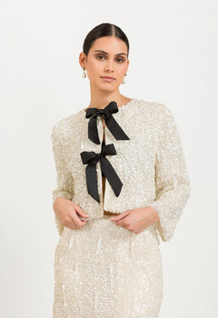 Massima Sequin Jacket Antique White