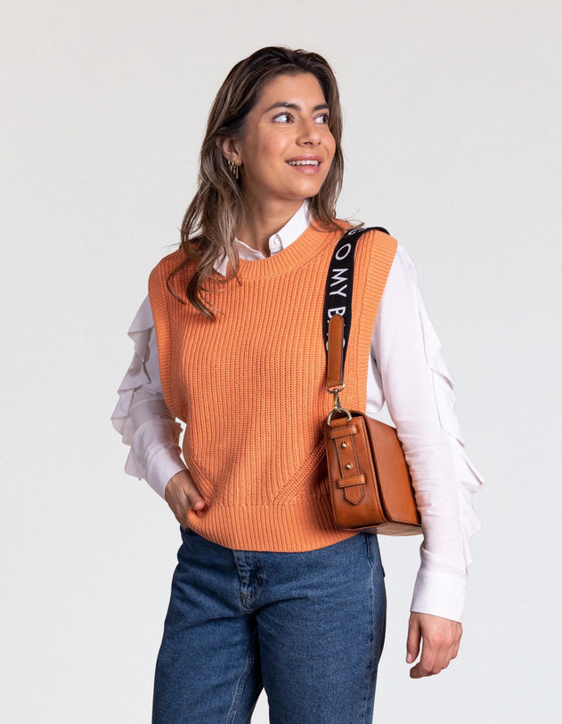 Shoulder Canvas Logo Tasriem Zwart & Cognac