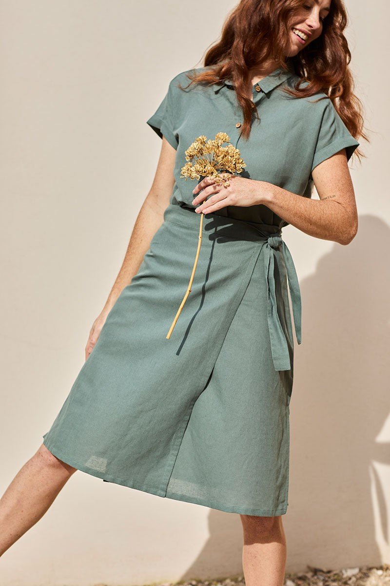 Fely Wrap Midi Skirt Aquamarine Blue