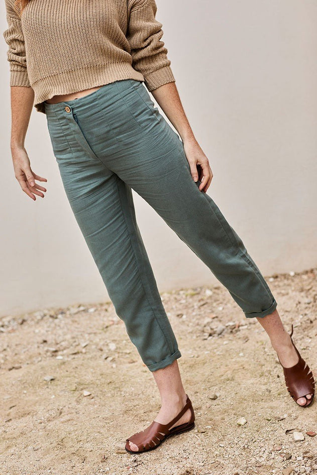 Faren Linen Trousers Aquamarine Blue