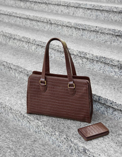 Blair Bag Chocolate Croco Print Leather