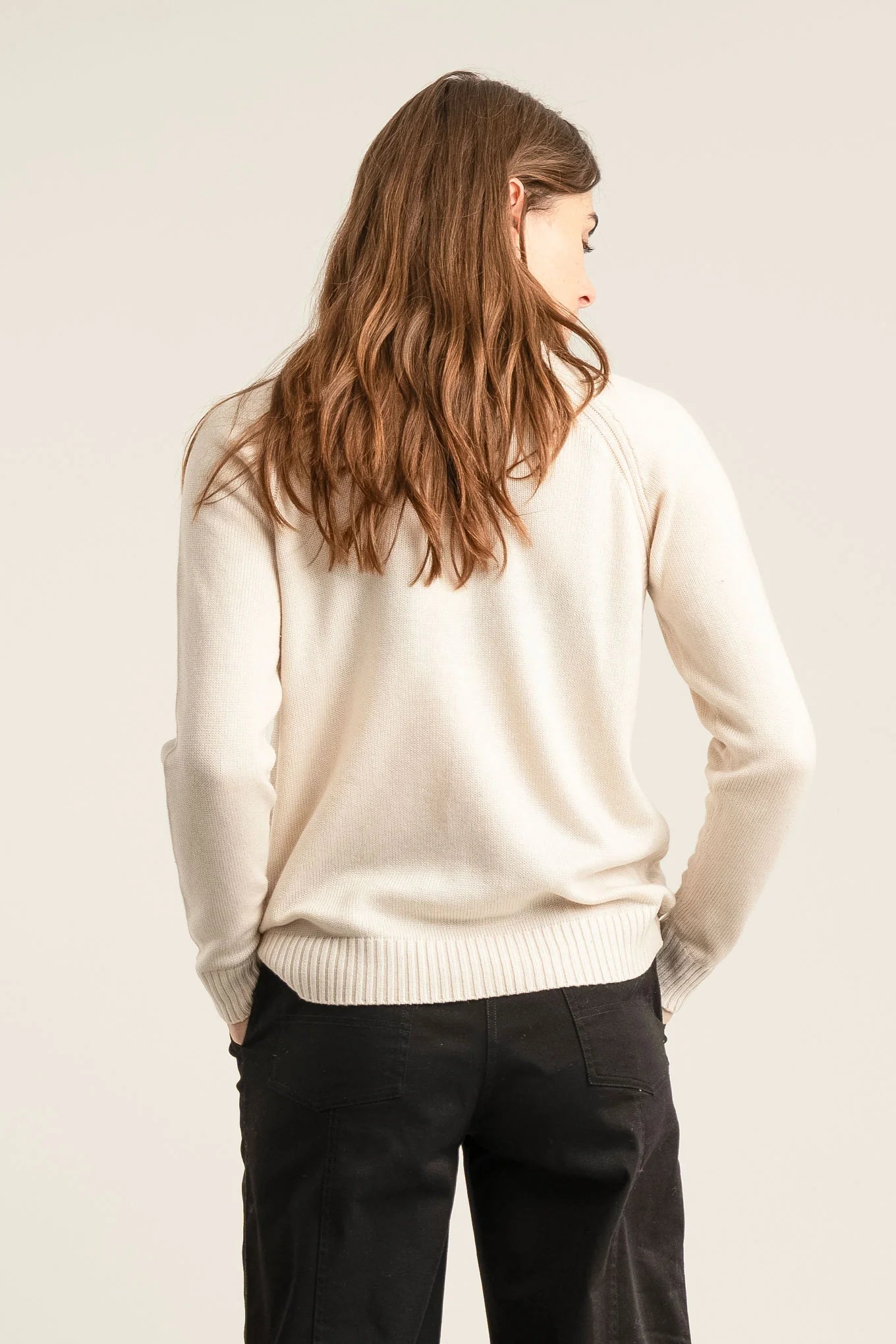 Komodo sand beige sweater, back view