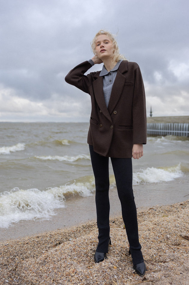Forza Knitted Merino Blazer Chocolate