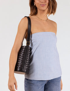 Zola Woven Leather Bag Black