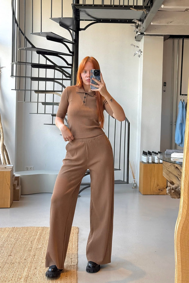 Vera Ribbed Pants Caramel