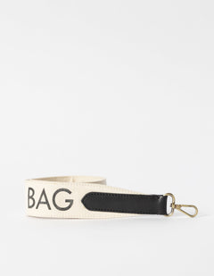Shoulder Canvas Logo Tasriem Wit & Zwart