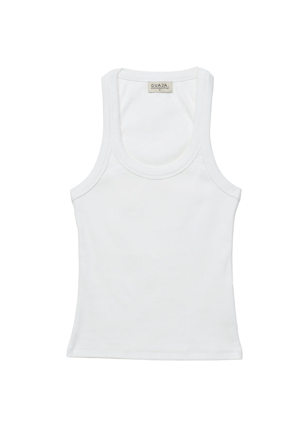 Jimmy Scoop-Neck Ribbed Tank Top - White