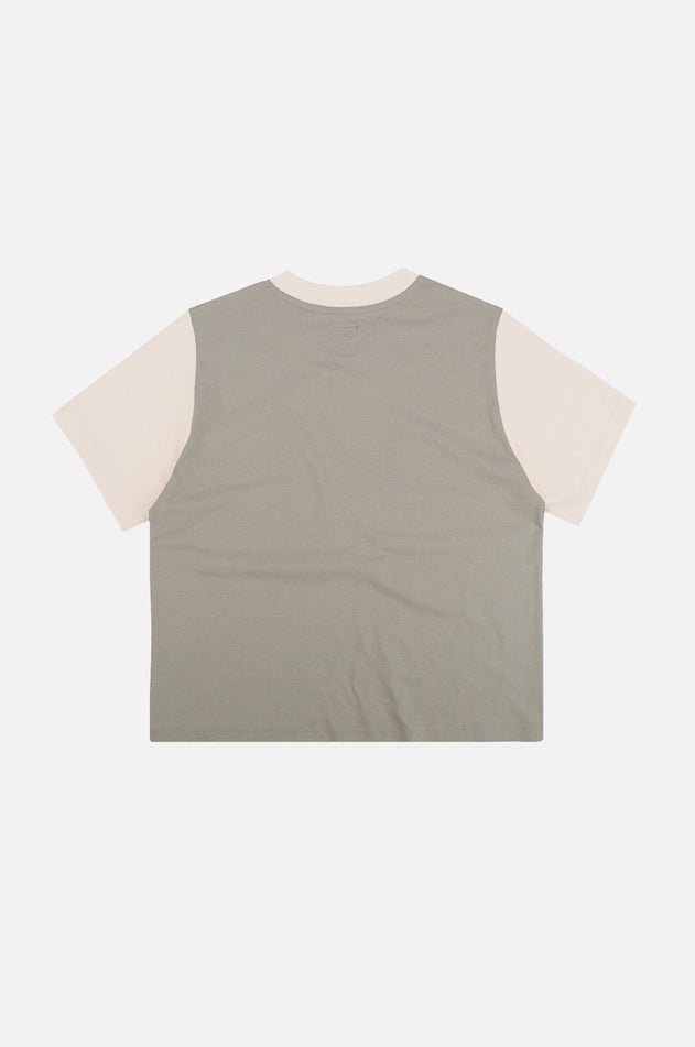Dames Color Block T-shirt Iron Veil Grey