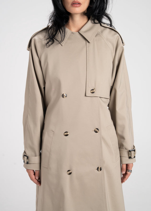 90's Long Trench Coat Beige