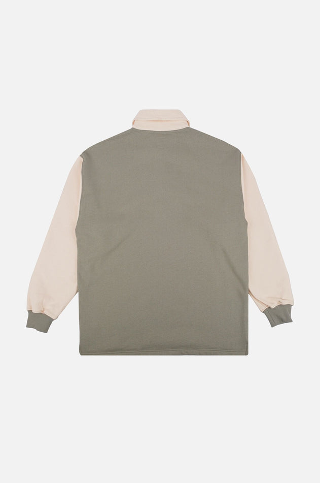 Color Block Oversized Polo Sweater Iron Veil