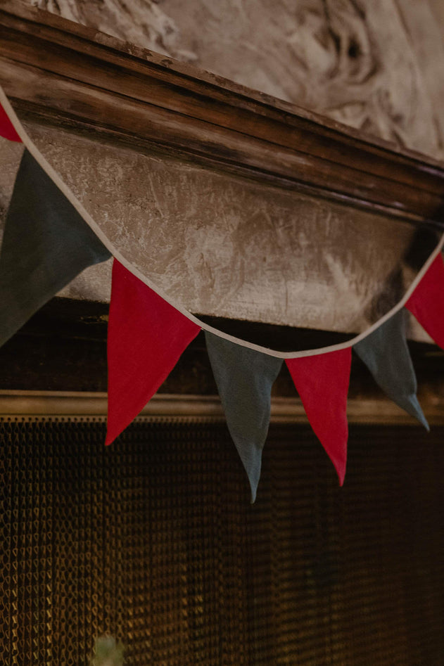 Linen Bunting Christmas Green/Red