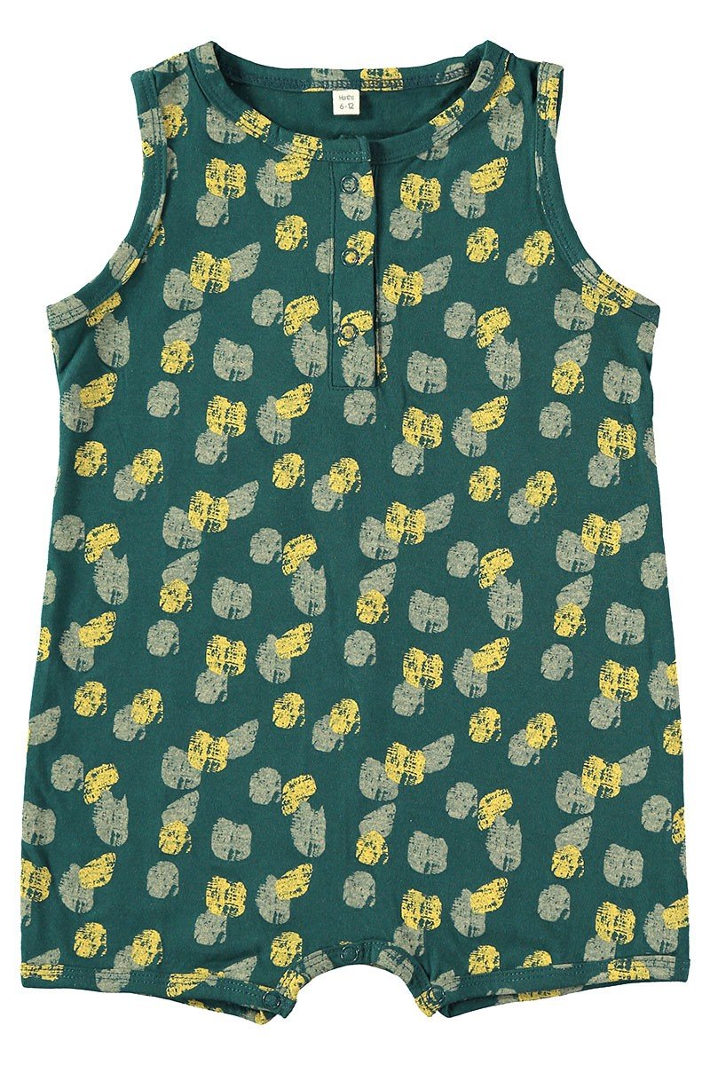 Baby's Organic Cotton Romper Blue/Green