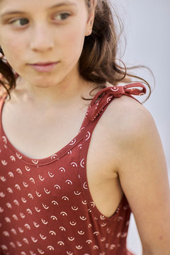 Kinder Strappy Tie Katoenen Jurk Tits Red
