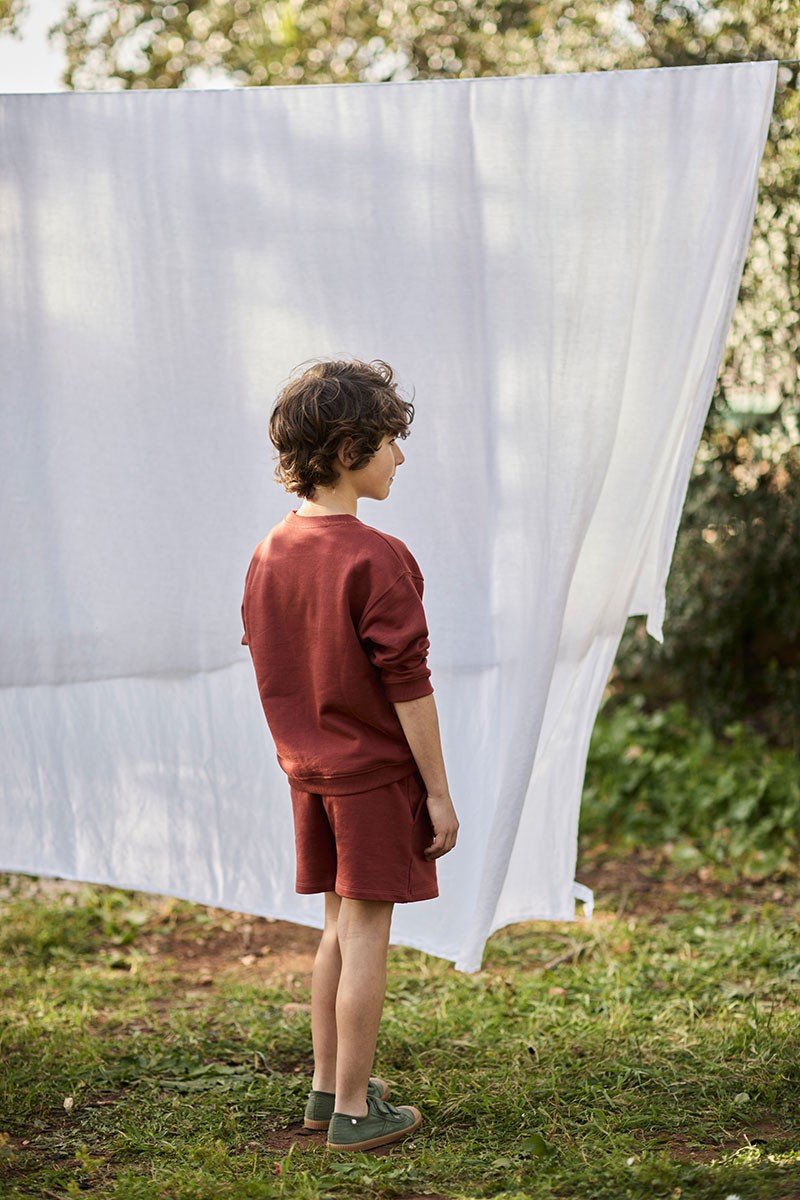 Kids' Unisex Sweatshirt Ecological Hippopotamus Red