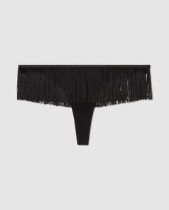 Fringe Thong Black