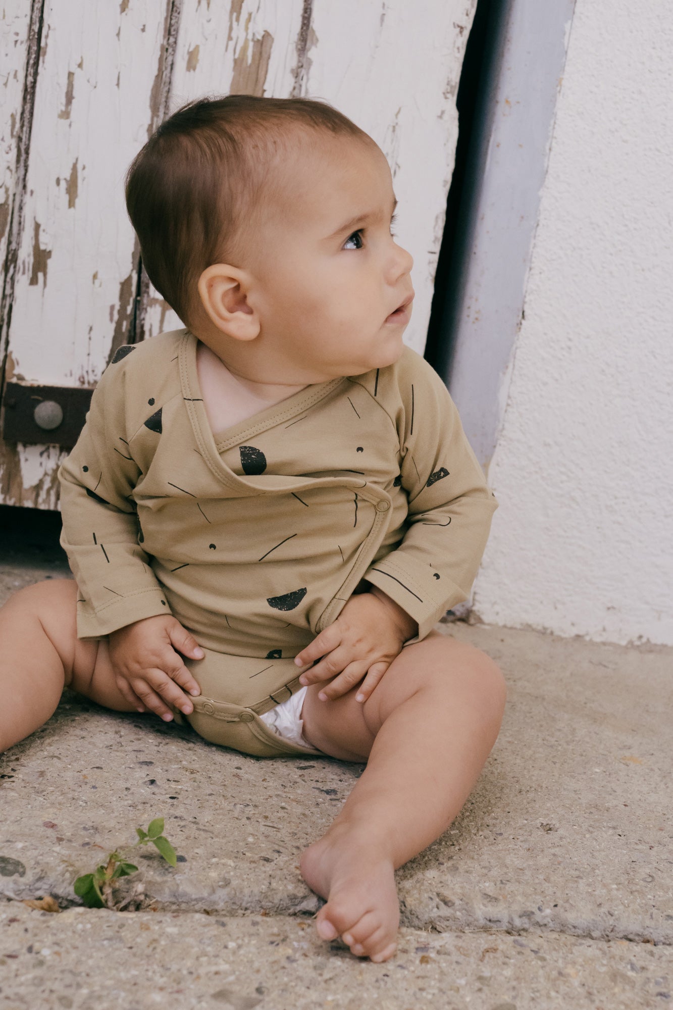 Baby's Griselle Long Sleeve Bodysuit Sidereal Rain Beige