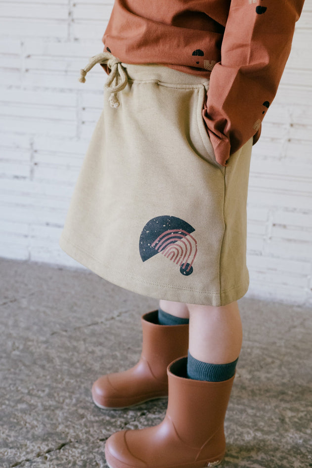 Kid's Gaya Short Flared Skirt Sidereal Rain Beige