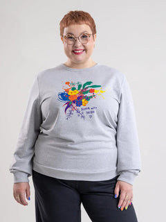 Bloom With Pride Sweater Grey